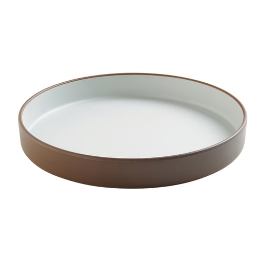 Cal-Mil 22017-10-89 Hudson 10" Stoneware Brown and White Raise Rim Round Melamine Plate
