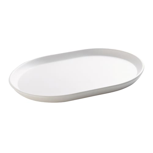 Cal-Mil 22018-15 Hudson 14" x 11 1/4" White Raised Rim Oval Melamine Platter