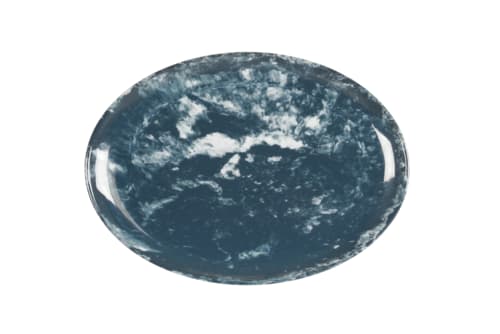 Cal-Mil 22352-11-119 Reactive 10 3/4" x 7 3/4" Blue and White  Oval Melamine Platter