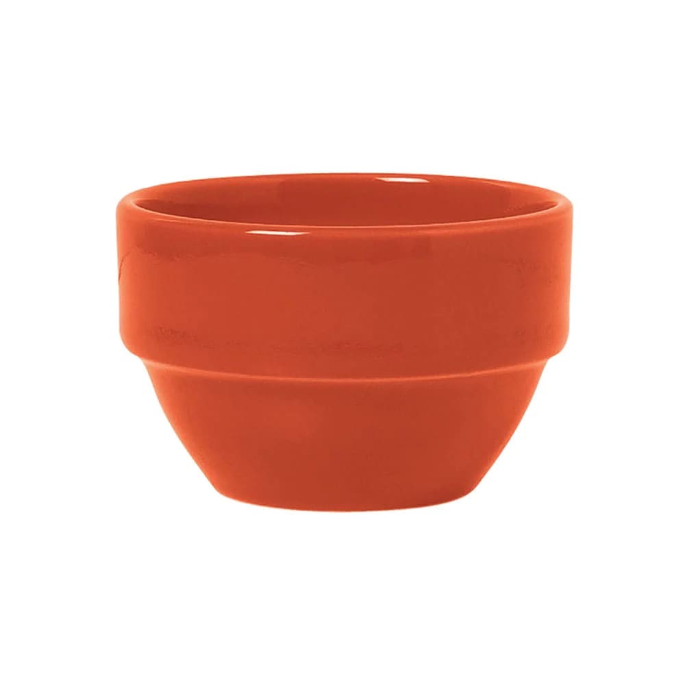 Libbey 903045370 Cantina 8 oz. Cayenne Uncarved Porcelain Stackable Bouillon Bowl - 36/Case