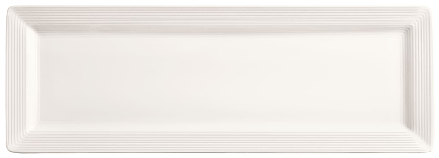Libbey SL26S 12" x 8" Rectangular Slate Select Platter - Porcelain, Ultra Bright White