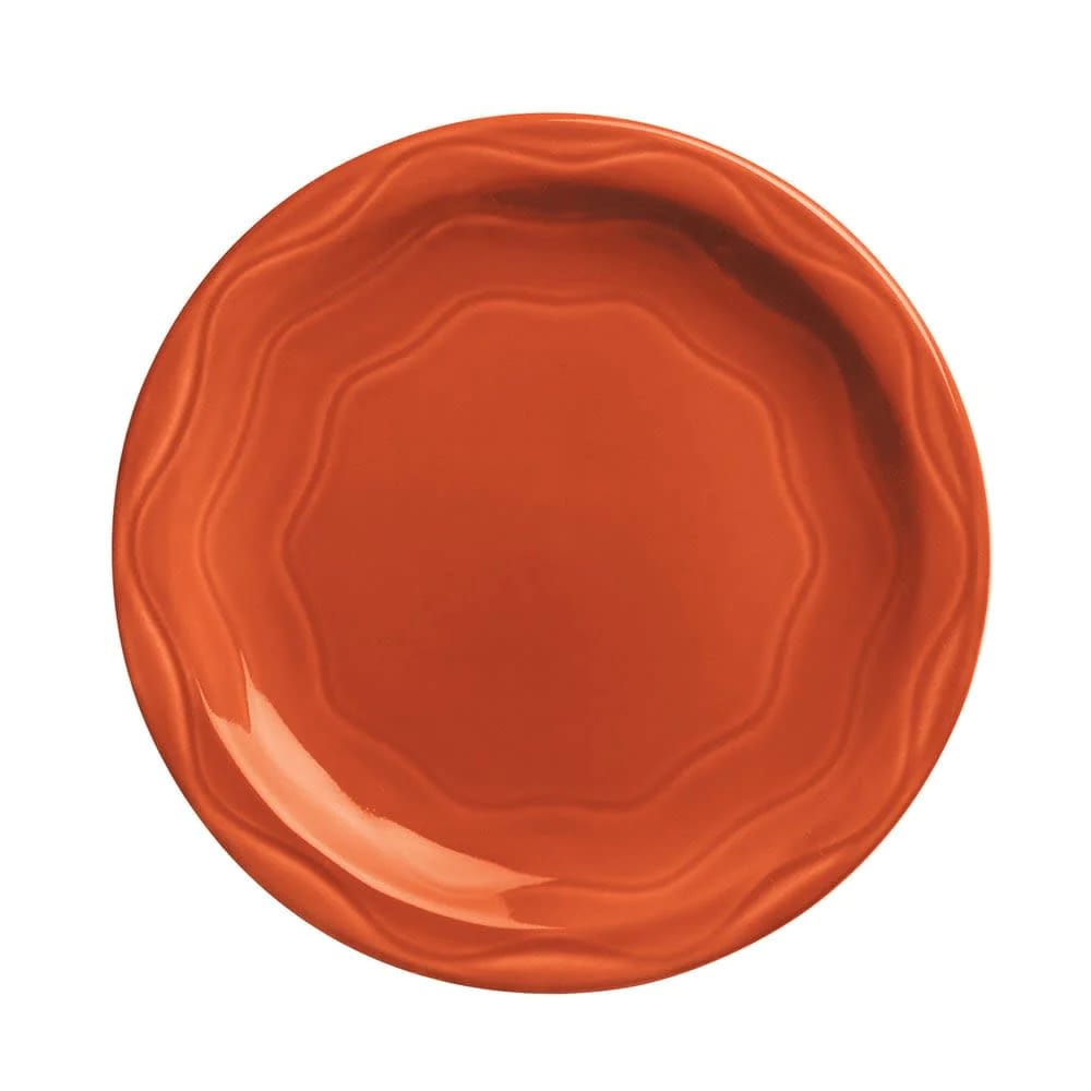 Libbey 903034011 Cantina 10 1/4" Cayenne Carved Porcelain Round Plate - 12/Case