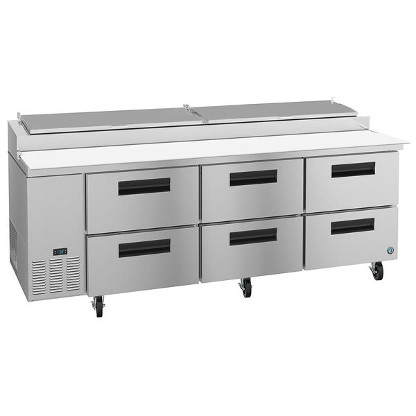 Outlet Hoshizaki PR93A-D6, Refrigerator, Three Section Pizza Prep Table, Stainless Drawers