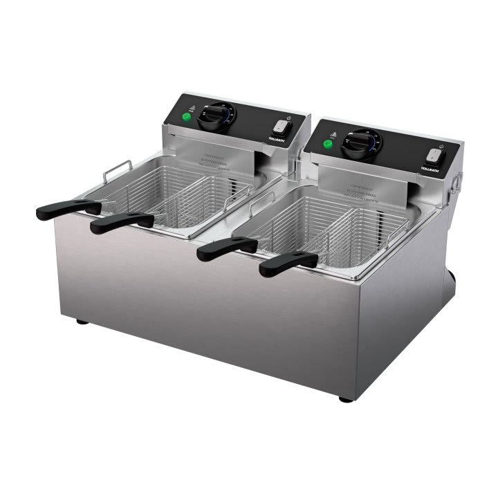 Vollrath CF2-3600DUAL 20 lb. Open Pot Electric Countertop Deep Fryer, (2) 10 lb. Tanks