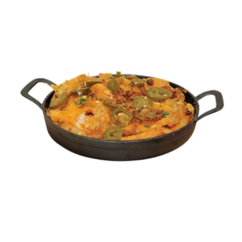 TableCraft CW30152 Cash & Carry Cast Iron Cookware Round Fajita Platter Iron (Cast Iron) 24 Oz