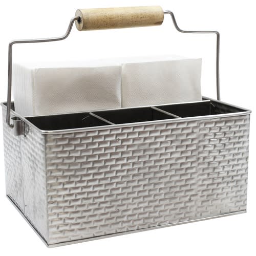 TableCraft GPSSCADDY Brickhouse Collection Rectangular Flatware Caddy Stainless Steel 10.75" x 8.25" x 4.75"