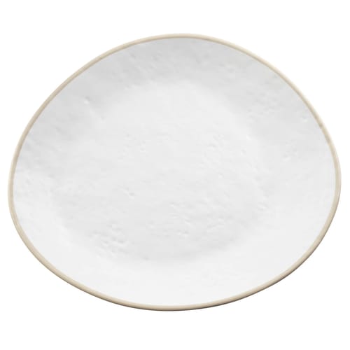 TableCraft 10968 Europa Collection Serving Plate White/Beige Melamine 13.25" x 11.12" x 1.25"