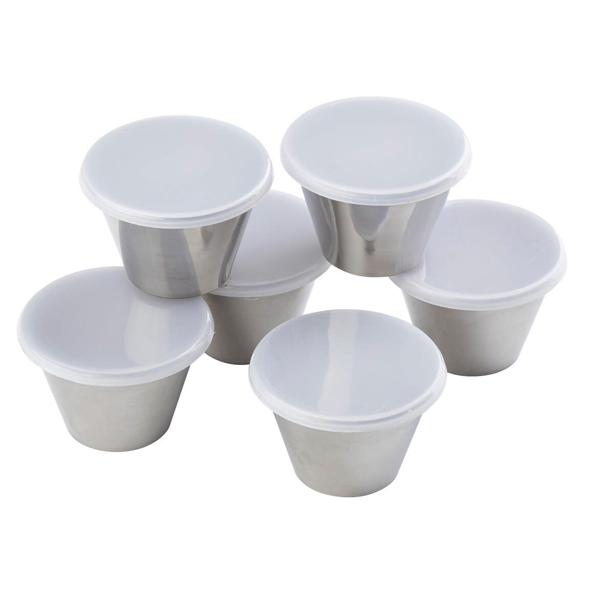 TableCraft 10769 Cash & Carry Round Ramekins with Lids Clear Stainless Steel 3 Oz