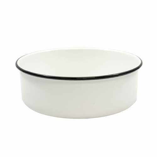 TableCraft 80017 Enamelware Collection Round Serving Bowl - Quarts Black/White Enamel  4.25 Qt