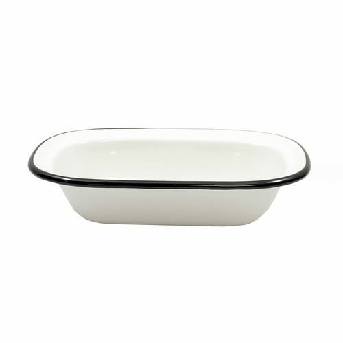 TableCraft 80013 Enamelware Collection Rectangular Serving Tray Black/White Enamel 7.75" x 5.75" x 1.75"