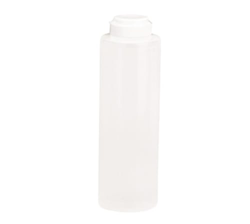 TableCraft 2112C-1 Squeeze Bottle Clear Polyethylene 1.5" White Hinged Top 12 Oz