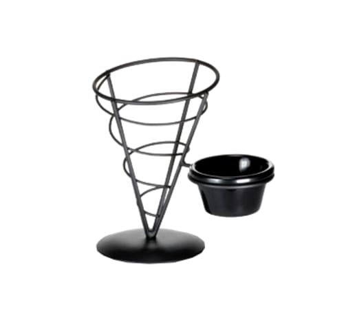 TableCraft ACR57 Vertigo Collection Round Appetizer Cone Black Powder Coated Includes (1) 3Oz Ramekins 8.25" x 5" x 7"