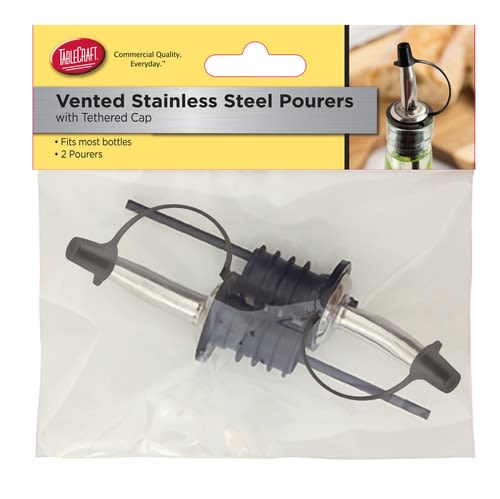 TableCraft H599PTC2 Cash & Carry Vented Pourer With Cap Stainless Steel Pack of 2 1.62" x 1.19" x 4.75"