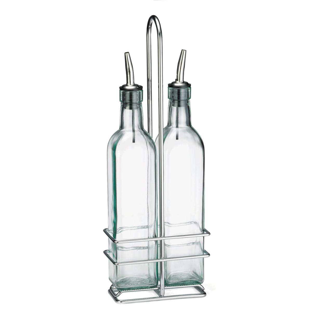 TableCraft H916N Prima Collection Cruet Set Chrome Plated Includes 2 Oil & Vinegar Bottles & Rack 16 Oz