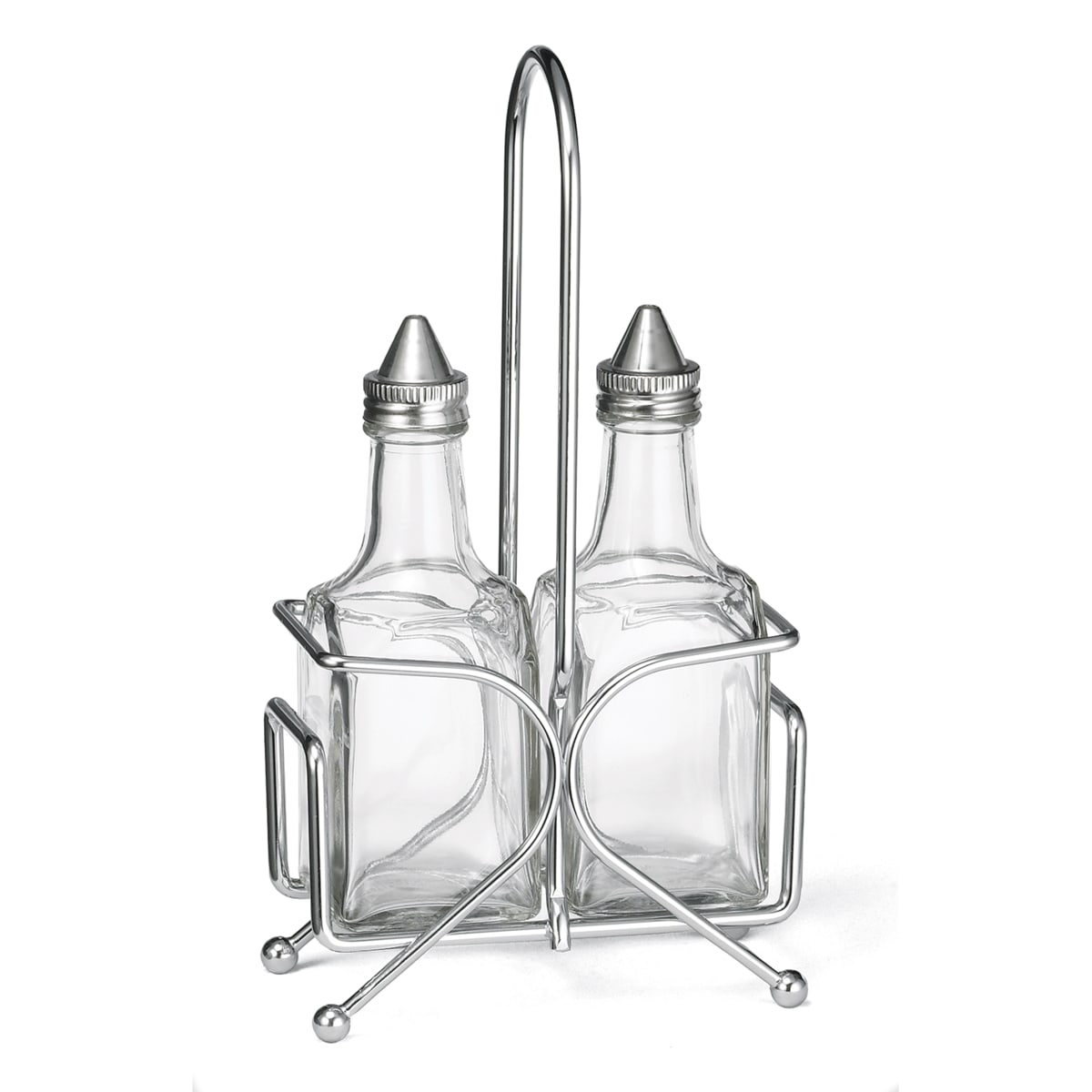 TableCraft H600N2 Cash & Carry European Collection Cruet Set Glass Includes 2 Oil & Vinegar Bottles & Rack  6 Oz