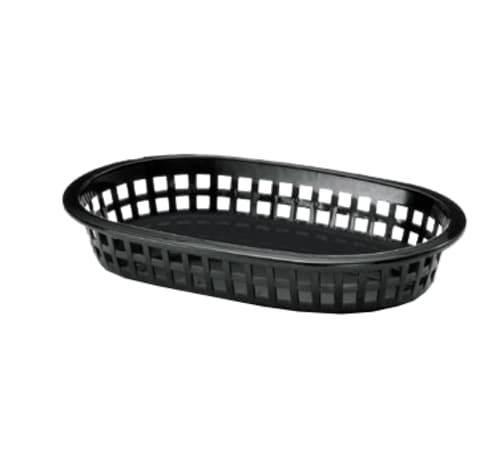 TableCraft 1073BK Oval A La Carte Basket Black Polypropylene 9.25" x 6" x 1.55"