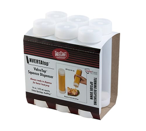 TableCraft C16SV Cash & Carry InvertaTop Squeeze Bottle Clear Polyethylene 2.09" Pack of 6  16 Oz
