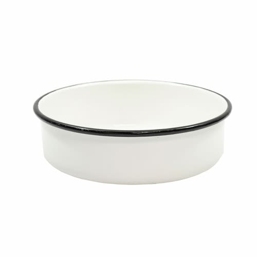 TableCraft 80016 Enamelware Collection Round Serving Bowl - Quarts Black/White Enamel  2.25 Qt