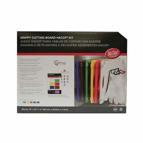 TableCraft CBG1520APK6 Cash & Carry Grippy Cutting Board Kit Polypropylene Includes White Green Yellow Red Blue Brown 20" x 15" x 0.62"