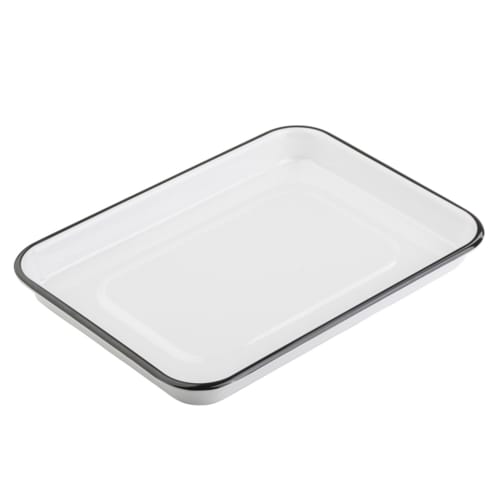 TableCraft 11669 Canteen Collection Fourth Size Sheet Pan White/Black Melamine (Decaled) 13" x 9.50" x 1.12"
