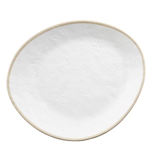 TableCraft 10967 Europa Collection Serving Plate White/Beige Melamine 10.50" x 9" x 1.12"