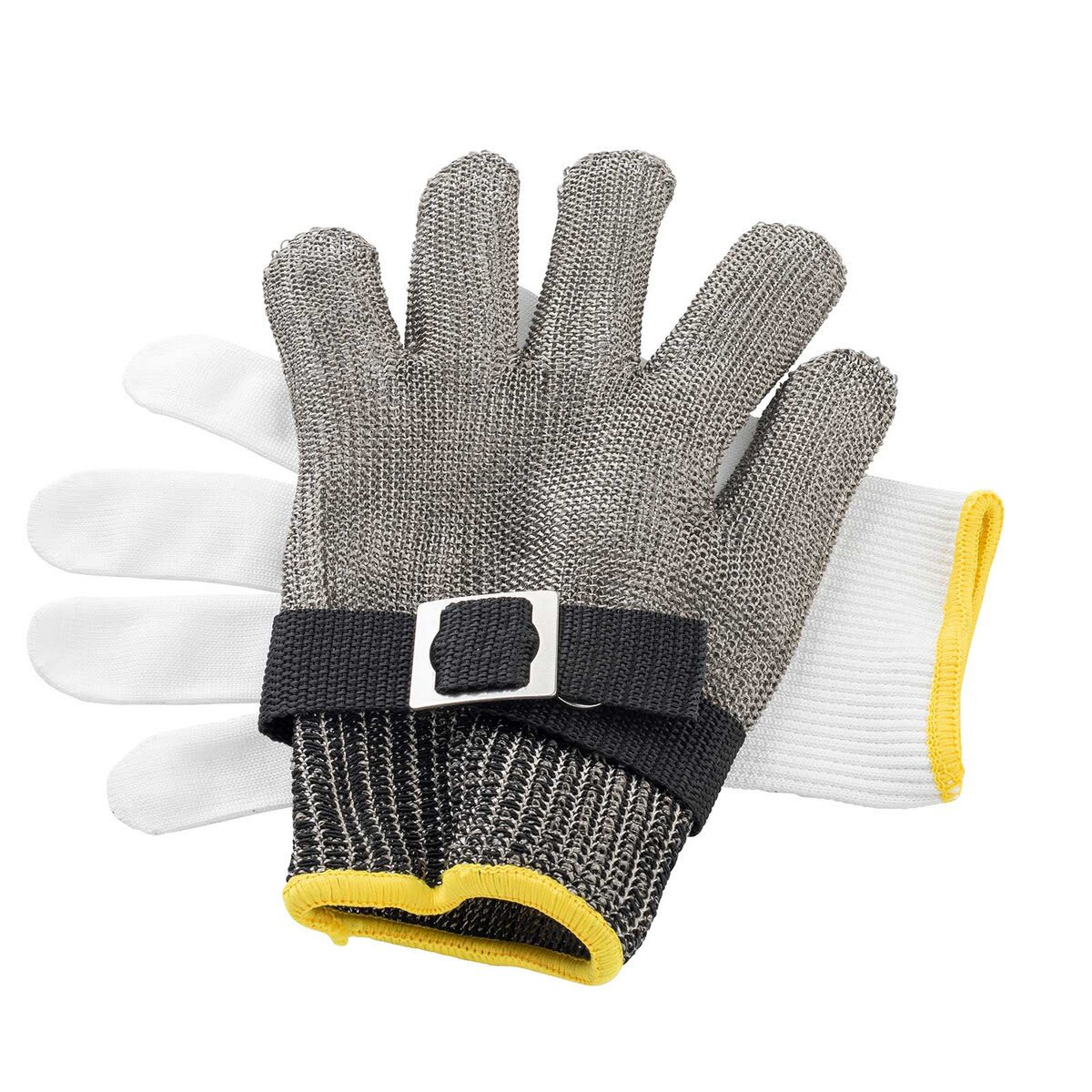 TableCraft 11737 Cash & Carry Small Woven Steel Cut-Resistant Glove Stainless Steel 8.75" x 6.50" x 0.25"