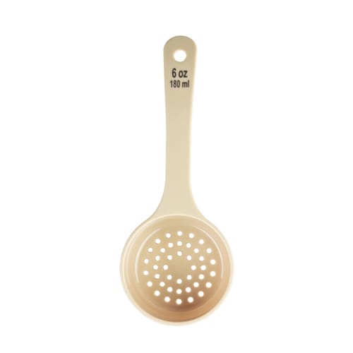 TableCraft 10655 Short Handle Spoonout Perforated Beige Polycarbonate 6 Oz
