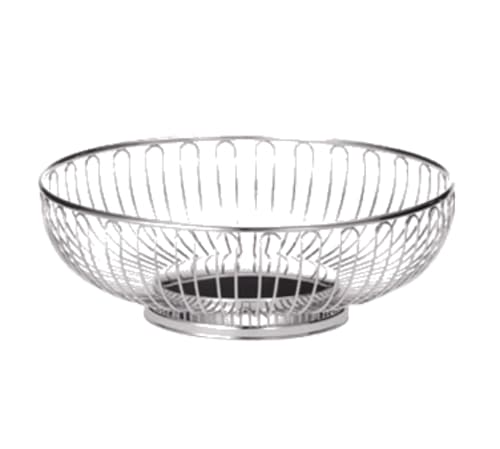 TableCraft 4170 Cash & Carry Chalet Round Basket Chrome Plated (Over Metal) 8.25" x 8.25" x 2.88"