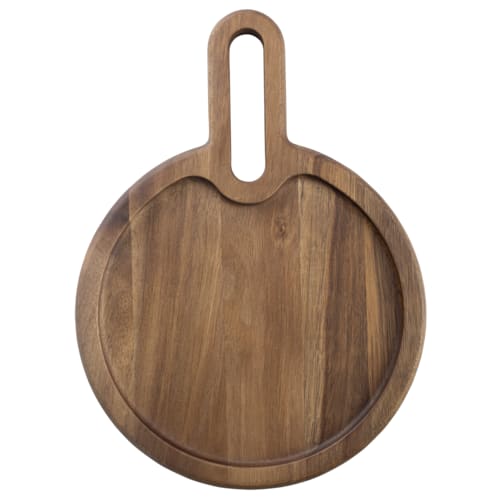 TableCraft 11525 Cash & Carry Acacia Collection Round Serving Tray Wood (Acacia) 13.75" x 10" x 0.75"