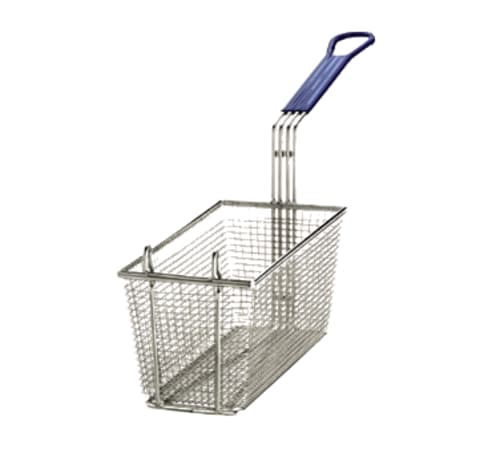TableCraft 428 Rectangular Fry Basket Blue Nickel Plated (Over Metal) Blue Vinyl Coated Handle Basket 25.50" x 5.75" x 10.50"