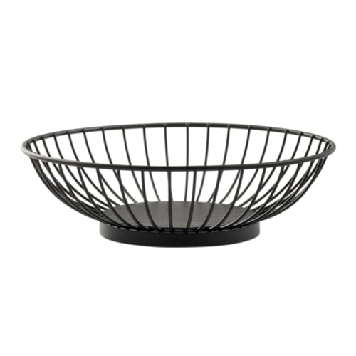 TableCraft 10821 Parisian Collection Round Wire Basket with Solid Bottom 8" x 8" x 2.38"