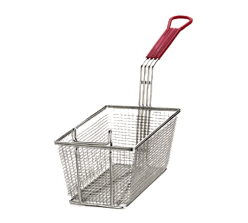 TableCraft 427 Rectangular Fry Basket Red Vinyl Red Vinyl Coated Handle Basket 25.50" x 6.50" x 10"