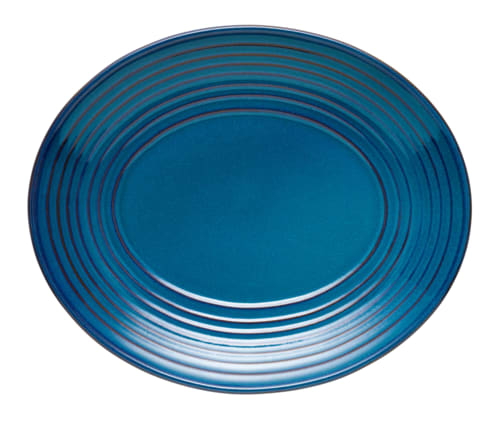 Libbey 109761 Canyonlands 12.125" x 10.125" Oval Blue Terracotta Wide Rim Platter