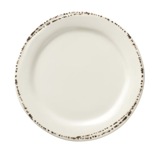 Libbey FH-600MEL 6.375" Round Farmhouse Ivory White Melamine Wide Rim Appetizer/Dessert Plate