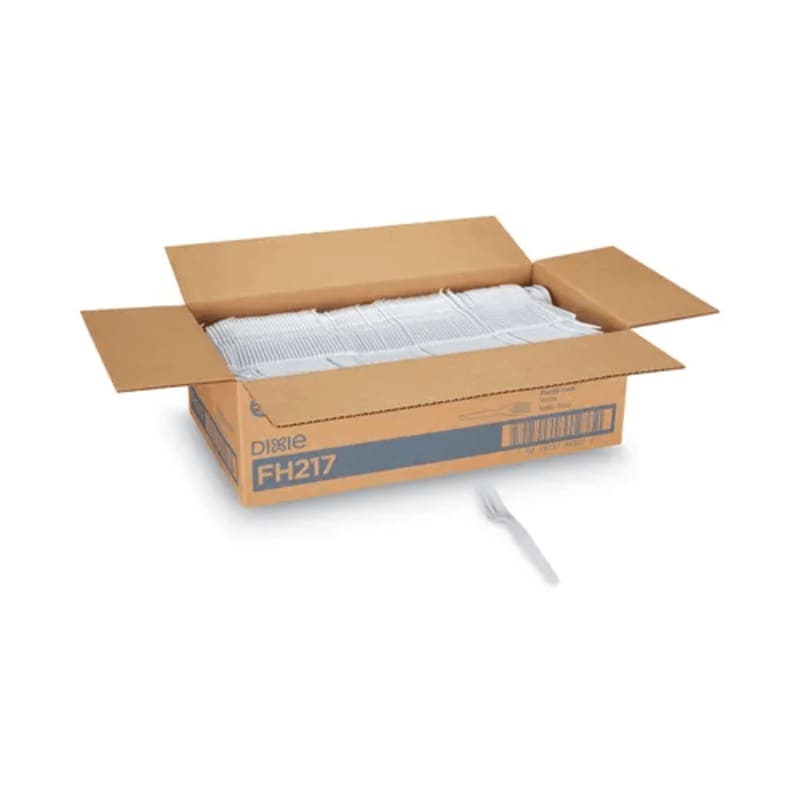 Dixie FH217 Plastic Cutlery, Heavyweight Forks, White, 1,000/Carton