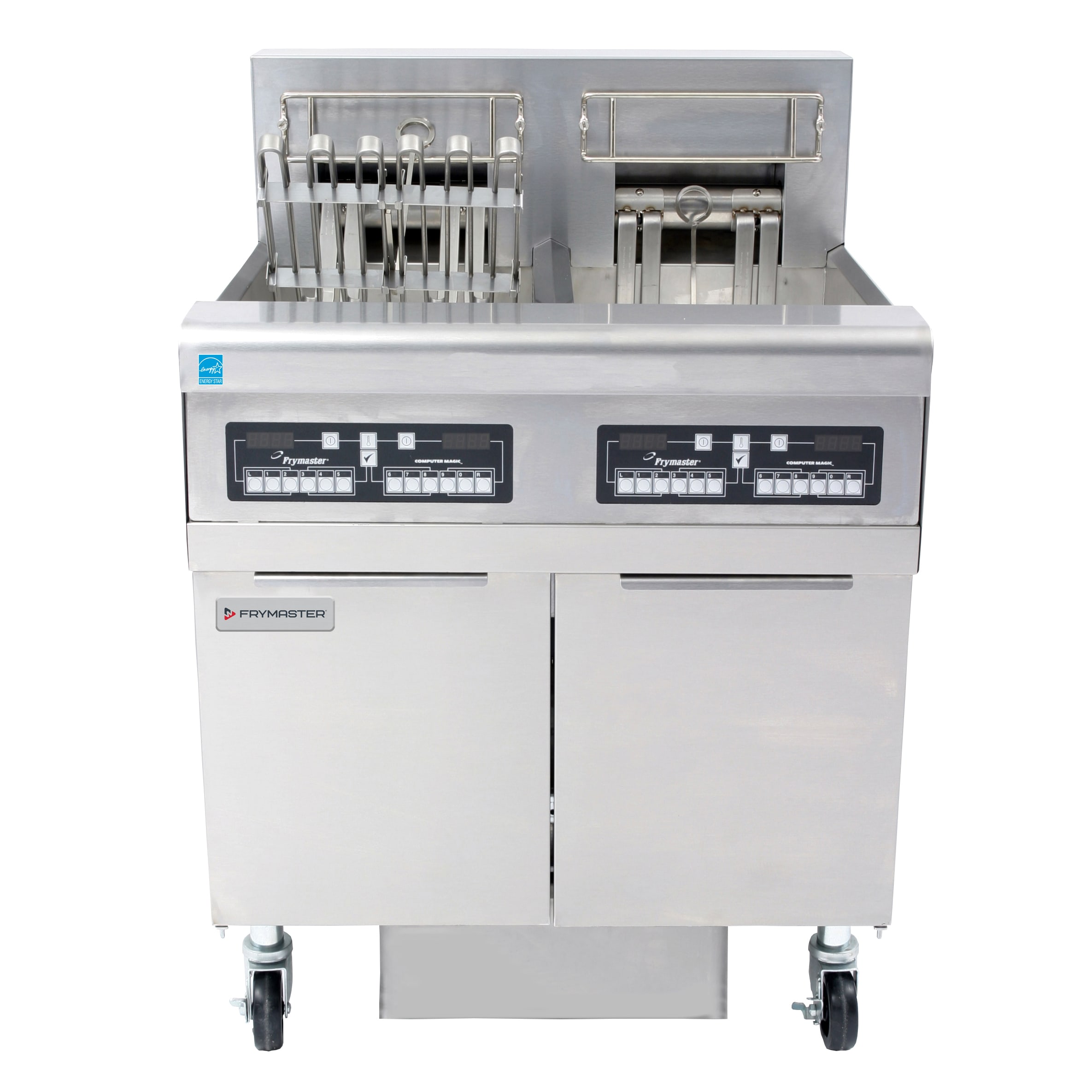 Frymaster FPRE214 100 lb. Open-Pot Electric Floor Deep Fryer, 2-Pot, 240V/1-Phase, w/ CM3.5 Controller