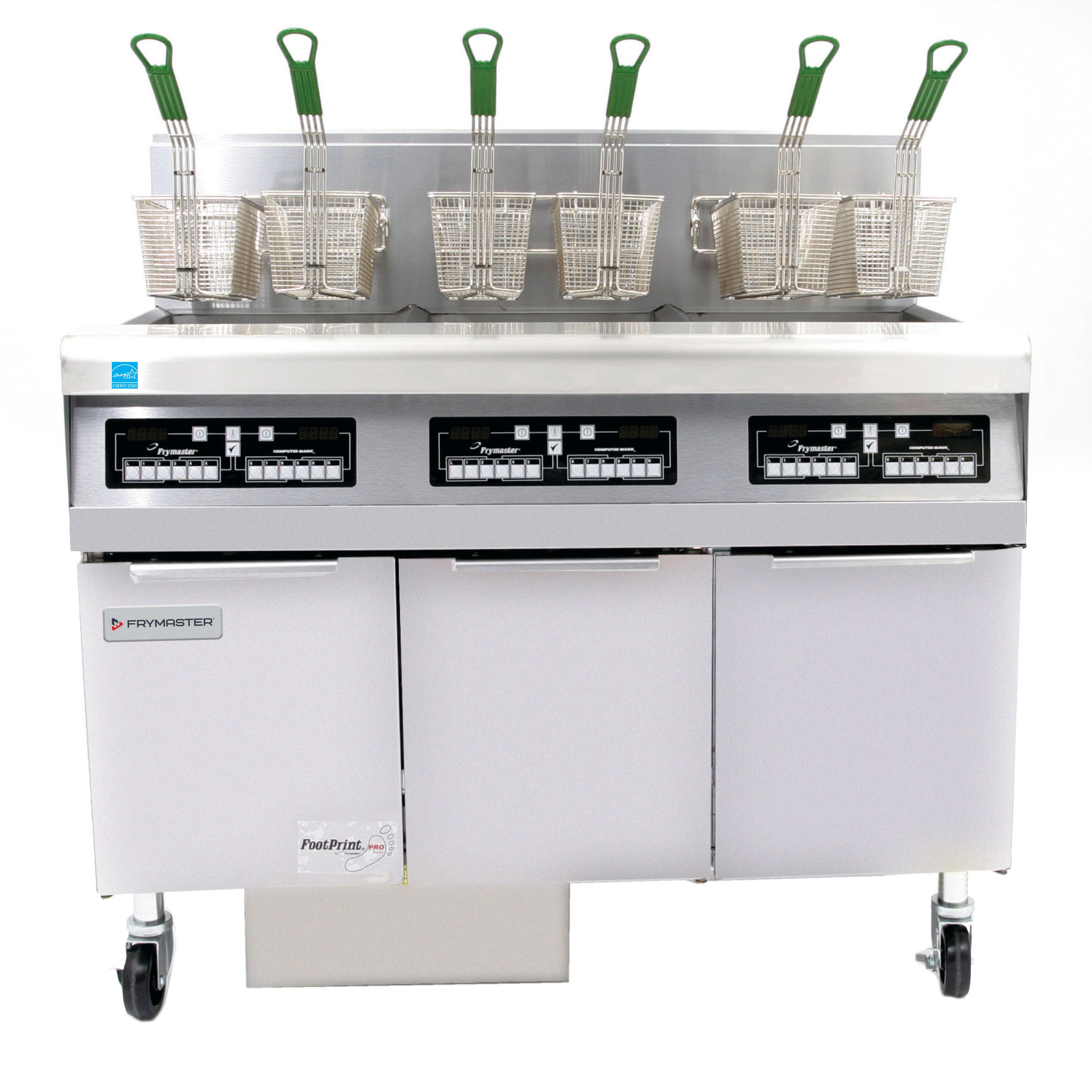 Frymaster FPPH355 150 lb. Open-Pot Natural Gas Floor Deep Fryer, 3-Pot, w/ Digital Timer Controller