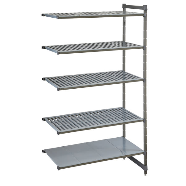 Cambro CBA246084VS5580 Camshelving Basics Plus Add On Unit with 4 Vented Shelves and 1 Solid Shelf - 24" x 60" x 84"
