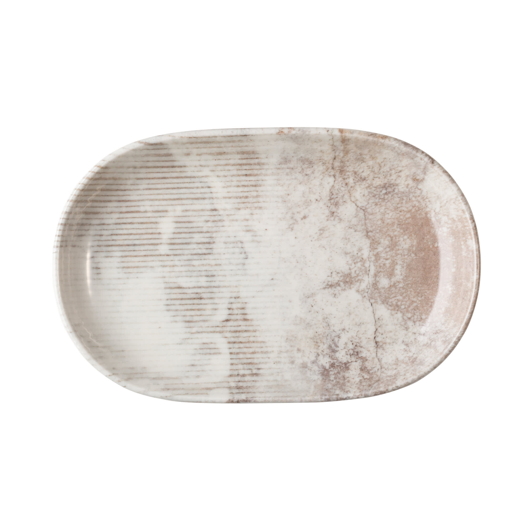 Mikasa 5316100 Creme Atlanta 7.25" x 4.625" Oval Brown Coupe Rim Platter