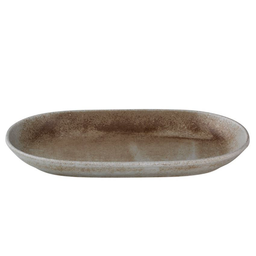 Mikasa 5315917 Mellow 14.571" x 9.556" Oval Tan Coupe Rim Platter