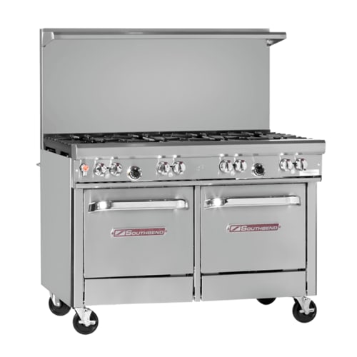 Southbend 4482EE-3TL 48" Ultimate Range with Wavy Grates, (2) Open Burners, Left-Hand Thermostatic Griddle, and (2) Space-Saver Ovens, LP Gas