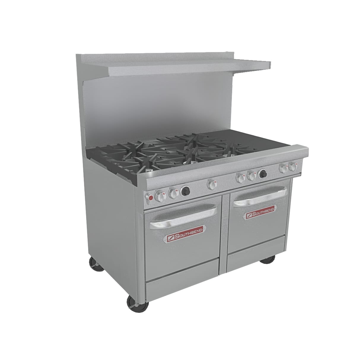 Southbend 4482DC-5R 48" Ultimate Range with Wavy Grates, (3) Front Right Open Burners, (2) Rear Right Pyromax Burners, (2) Left Open Burners, Standard Oven, and Cabinet Base, Natural Gas
