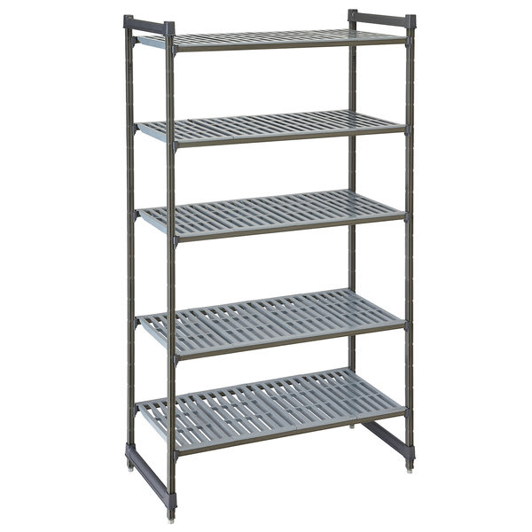 Cambro CBU243064V5580 Camshelving® Basics Plus Vented 5-Shelf Stationary Starter Unit - 24" x 30" x 64"