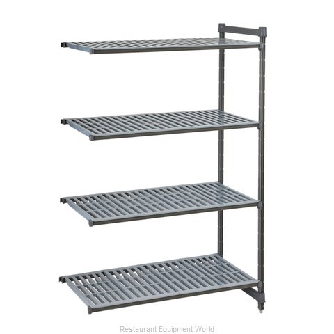 Cambro CBA244864V4580 48" W x 64" H x 24" D Brushed Graphite Polypropylene 4 Shelves Louvered Camshelving Basics Plus Add-On Unit
