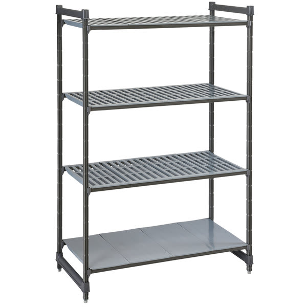 Cambro CBU183064VS4580 Camshelving Basics Plus Stationary Starter Unit with 3 Vented Shelves and 1 Solid Shelf - 18" x 30" x 64"