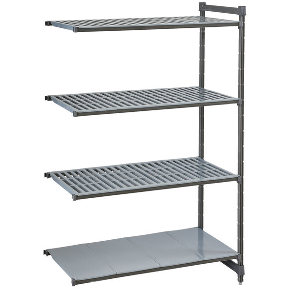 Cambro CBA185484VS4580 Camshelving® Basics Plus Add On Unit with 3 Vented Shelves and 1 Solid Shelf - 18" x 54" x 84"