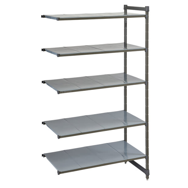 Cambro CBA184284S5580 Camshelving® Basics Plus Solid 5-Shelf Add On Unit - 18" x 42" x 84"