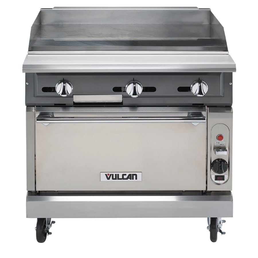 Vulcan VGM36B 36" Heavy-Duty Griddle Range with (3) Burners and Cabinet Base, Natural Gas