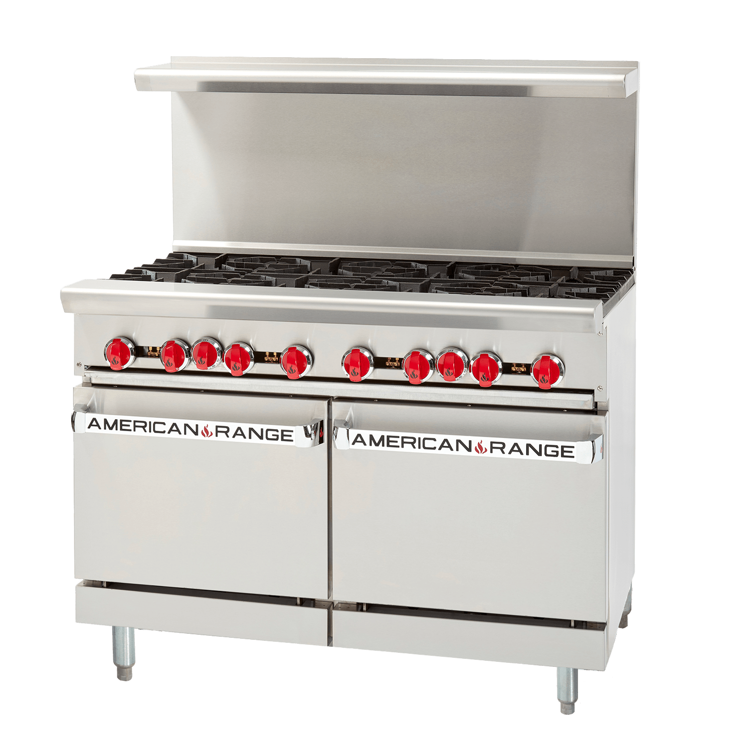 American Range AR-8 48" Range with (8) Open Burners and (2) Space-Saver Ovens, LP Gas