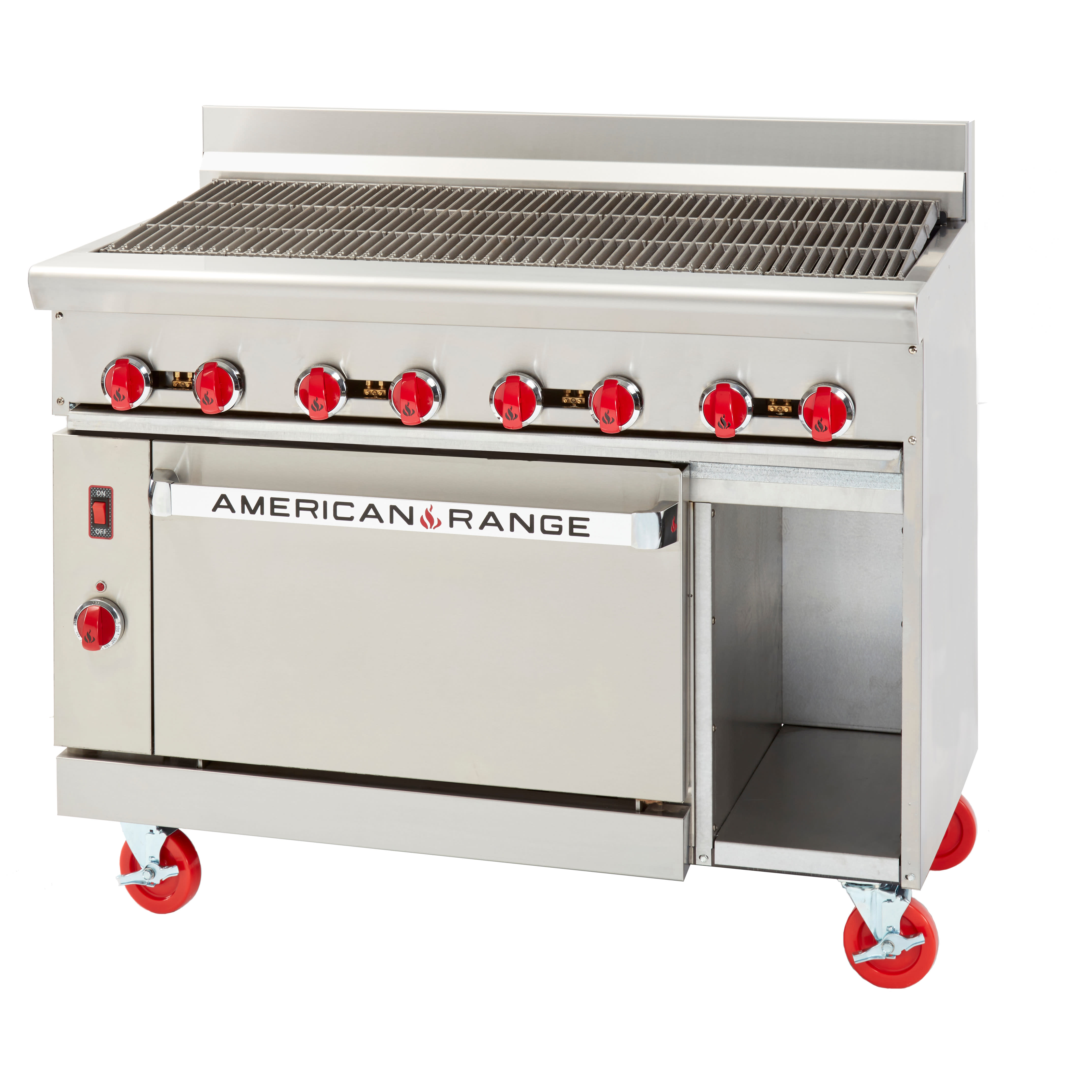 American Range AR-3RB-SB 36" Radiant Broiler Range with (6) Burners and Open Cabinet Base, LP Gas